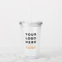 Orange Personalised Clear Tumbler with Straw