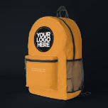 Orange | Personalised Corporate Logo and Text Printed Backpack<br><div class="desc">Classic Boho orange | Personalised Corporate Logo and Text Modern Business Printed Backpack</div>