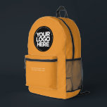 Orange | Personalised Corporate Logo and Text Printed Backpack<br><div class="desc">Classic Boho orange | Personalised Corporate Logo and Text Modern Business Printed Backpack</div>