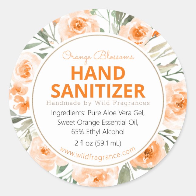 Orange Personalised Hand Sanitizer Soap Label (Front)