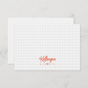Orange Personalised Knit Stitch Note Card