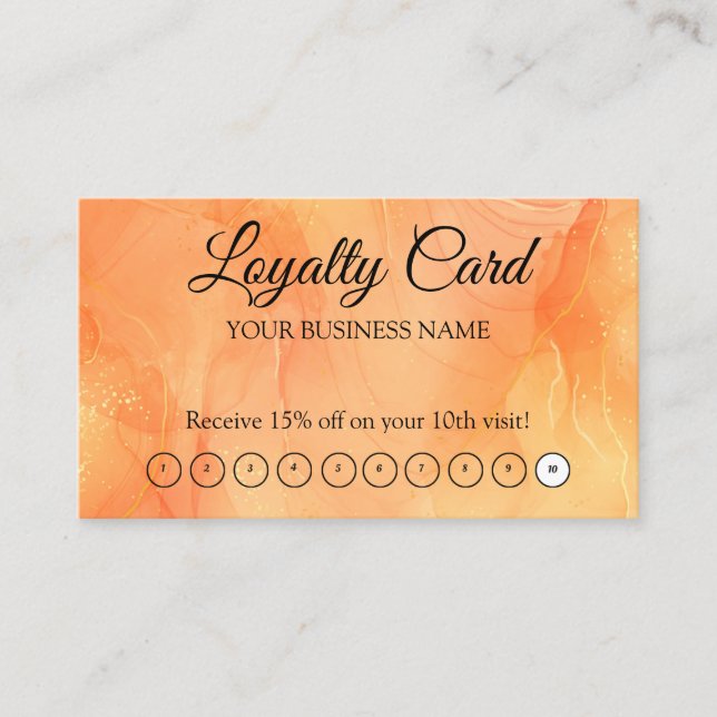 Orange Personalised Loyalty QR Code Business Card (Front)