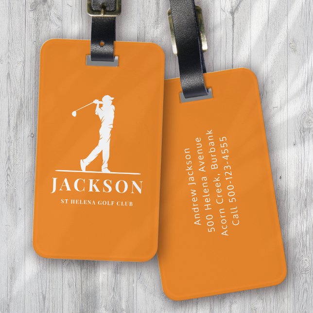 Orange Personalised Monogram Golfer Luggage Tag (Creator Uploaded)