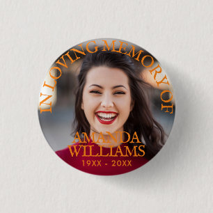 Orange Personalised Photo Memorial 3 Cm Round Badge