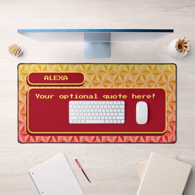 Orange Personalised Retro Gaming Pixel Art Desk Mat (Office 1)