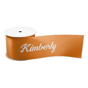 Orange Personalised Script Name School Satin Ribbon