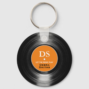 Orange Personalized Music Vinyl Record Keychain