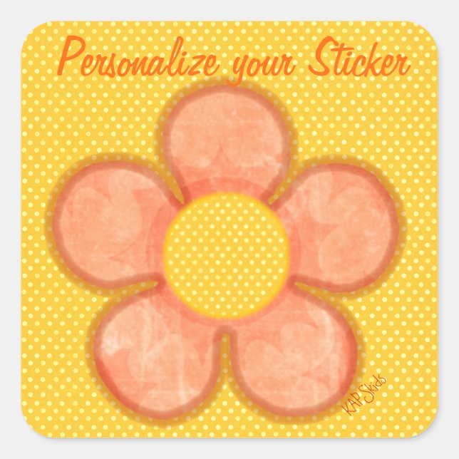 Orange Petals Flower Square Sticker (Front)