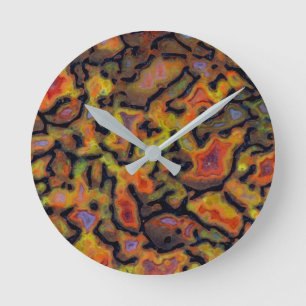 Orange Petrified Dinosaur Bone Round Clock