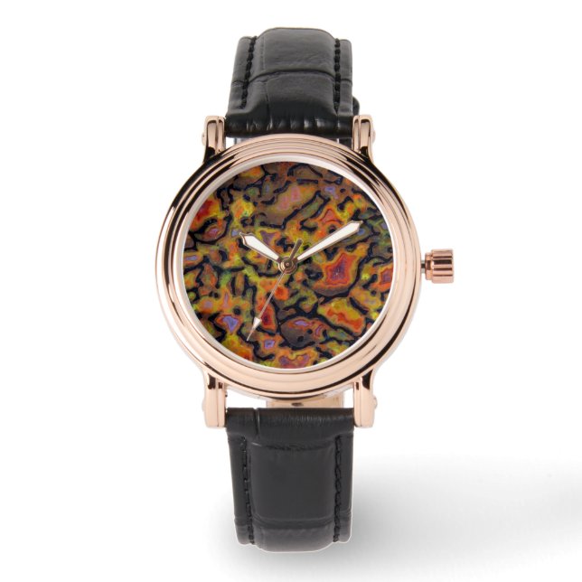 Orange Petrified Dinosaur Bone Watch (Front)