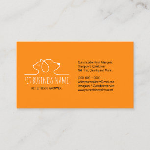 Orange Petsitter dog and cat logo veterinary Business Card