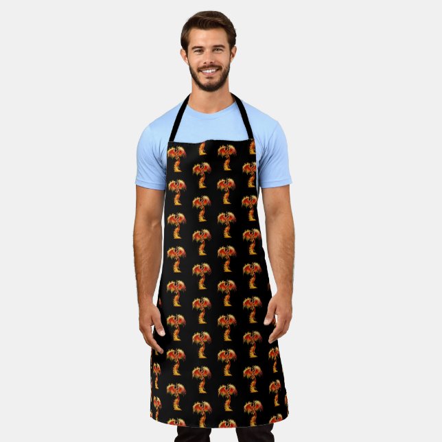Orange Phoenix Rises From The Fiery Ashes Fantasy Apron (Worn)