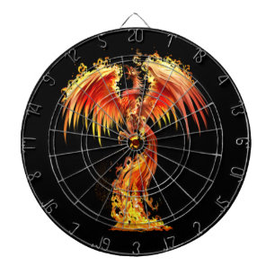 Orange Phoenix Rises From The Fiery Ashes Fantasy Dartboard