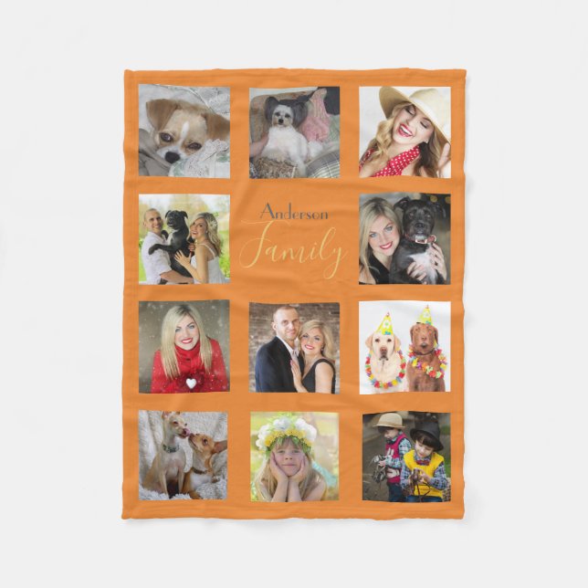 ORANGE Photo Blanket Collage Instagram Gold (Front)