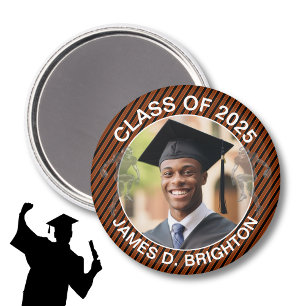 Orange Photo Football Graduation Magnet