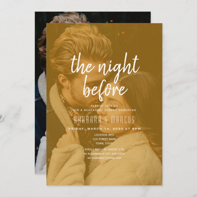 Orange Photo Rehearsal Dinner Invitation (Front/Back)