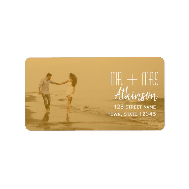 Orange Photo Wedding Return Address Label (Front)