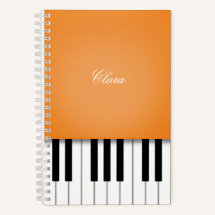 Orange Piano Music Keyboard Personalised Notebook