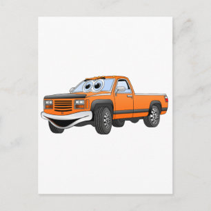 Orange Pick Up Truck Cartoon Postcard