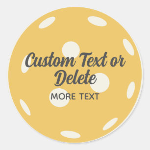 Orange Pickleball Add Your Personalised Text Classic Round Sticker