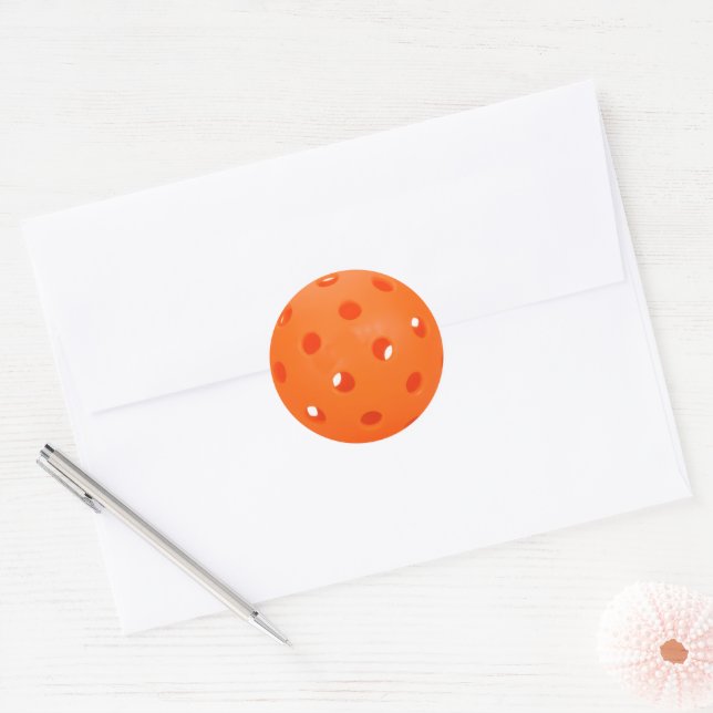 Orange Pickleball Classic Round Sticker (Envelope)