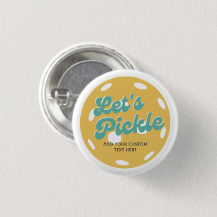 Orange Pickleball Let's Pickle Personalised Text 3 Cm Round Badge