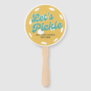 Orange Pickleball Let's Pickle Personalised Text Hand Fan