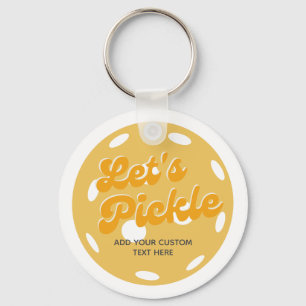 Orange Pickleball Let's Pickle Personalised Text Key Ring