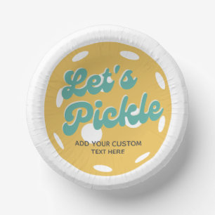 Orange Pickleball Let's Pickle Personalised Text Paper Plate