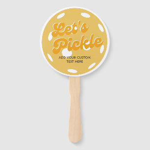 Orange Pickleball Let's Pickle Personalized Text Hand Fan