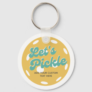Orange Pickleball Let's Pickle Personalized Text Key Ring