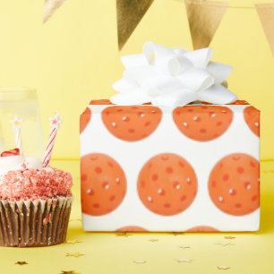 Orange Pickleball on White Wrapping Paper