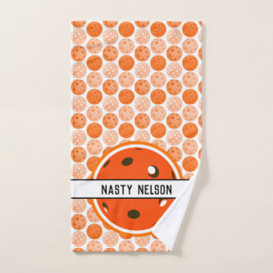 Orange Pickleballs Personalised Pickleball Court Hand Towel