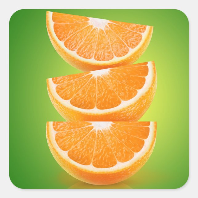 Orange pieces on green square sticker (Front)