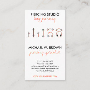 Orange Piercing Design with Personalisation Option Business Card