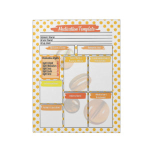  Orange Pill Nursing Student Medication Template Notepad