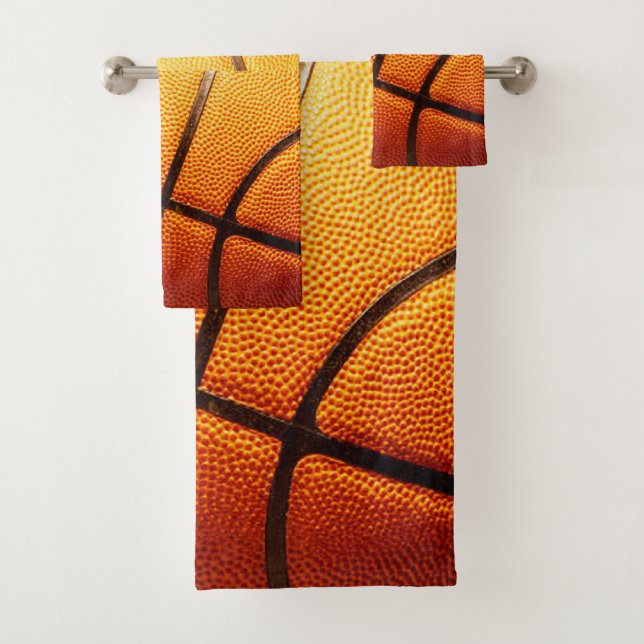 Orange Pimply Basketball, Bath Towels Set (Insitu)