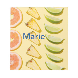 Orange pineapple blue berry lemon add name photo t notepad