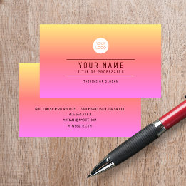 Orange Pink Abstract Add Name & Profession Logo   Calling Card