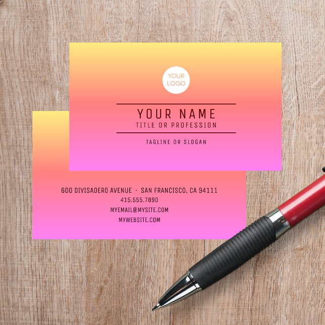 Orange Pink Abstract Add Name & Profession Logo   Calling Card (QR Code Name Professional Logo Pumpernickel Brown Calling Card Cover)