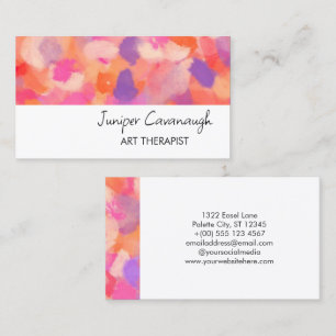Orange Pink Abstract Paint Strokes Art Therapist Business Card