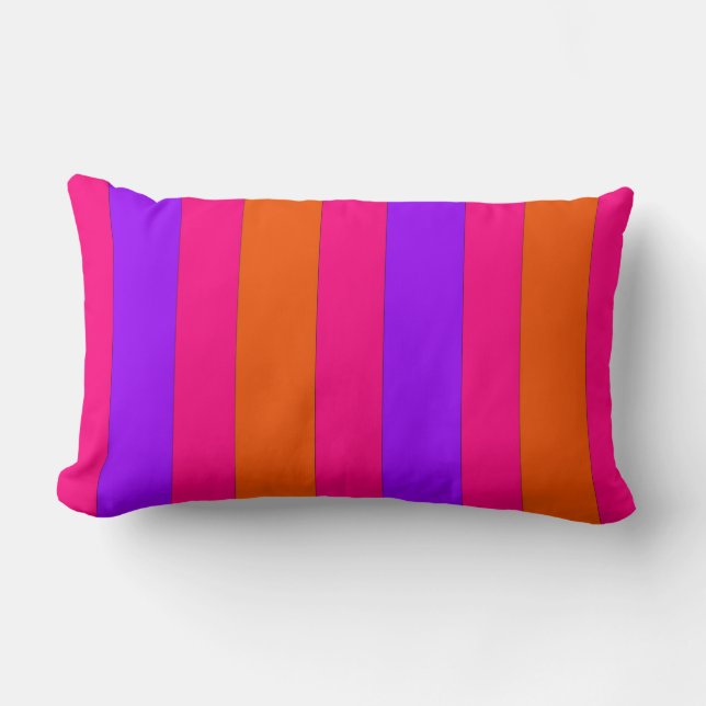 Orange, Pink and Purple Stripes Pillow (Front)