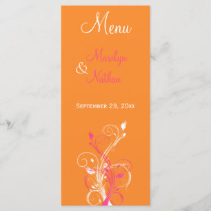 Orange, Pink, and White Floral Menu Card