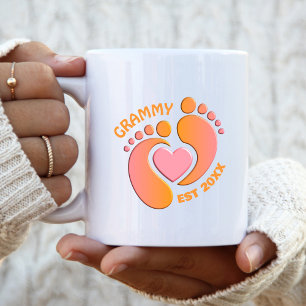 Orange Pink Baby Feet Mug for Grammy