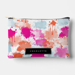 Orange Pink Blue Abstract Modern Girl School Accessory Pouch