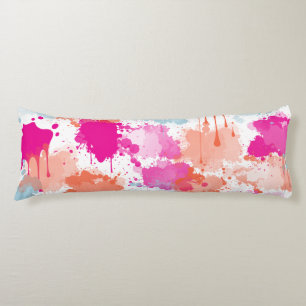 Orange Pink Blue Abstract Modern Paint Splashes Body Cushion