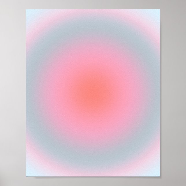 Orange Pink Blue Gradient Pastel Abstract Gradient Poster (Front)