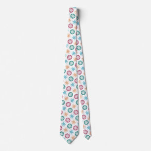 Orange, Pink & Blue Polka Dot Snowflake Pattern Tie