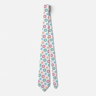 Orange, Pink & Blue Polka Dot Snowflake Pattern Tie