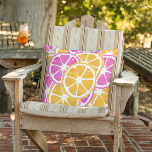 Orange Pink Citrus Slices  Cushion